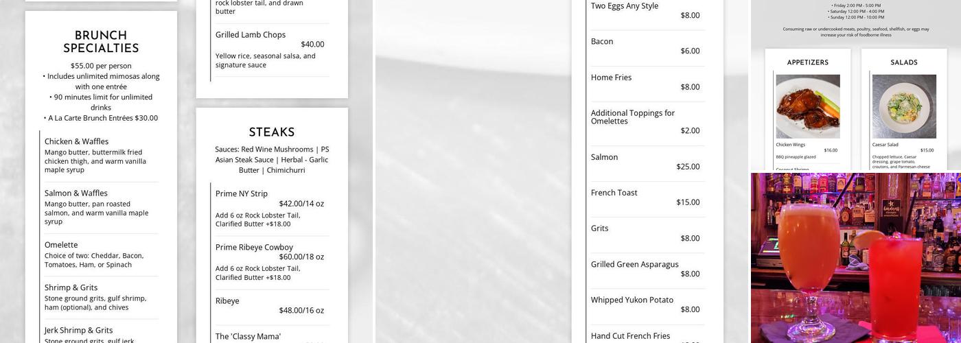 Patrick Steakhouse Menu