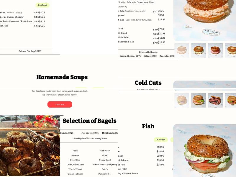 Tal bagels Menu