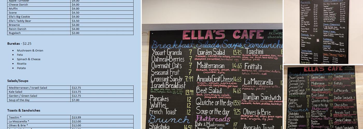 Ella's Cafe Espresso & Wine Bar Menu