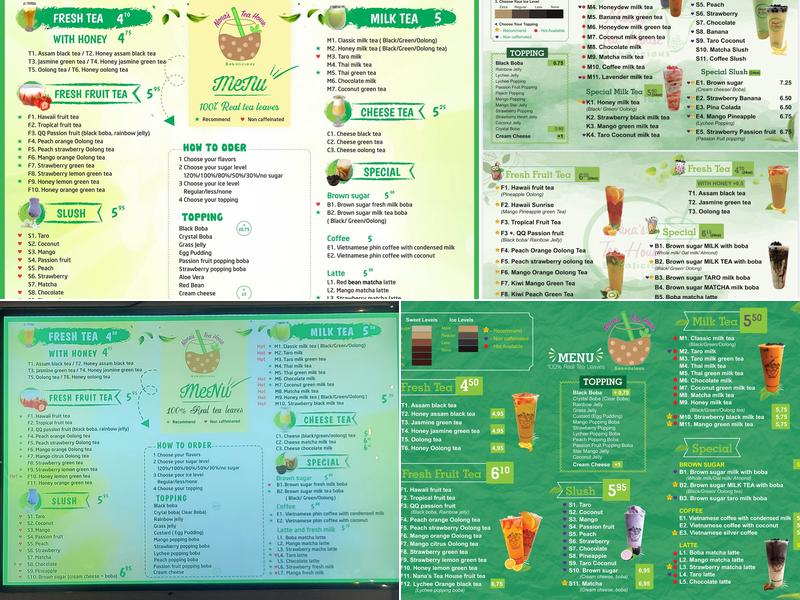 Nana's Tea House Menu