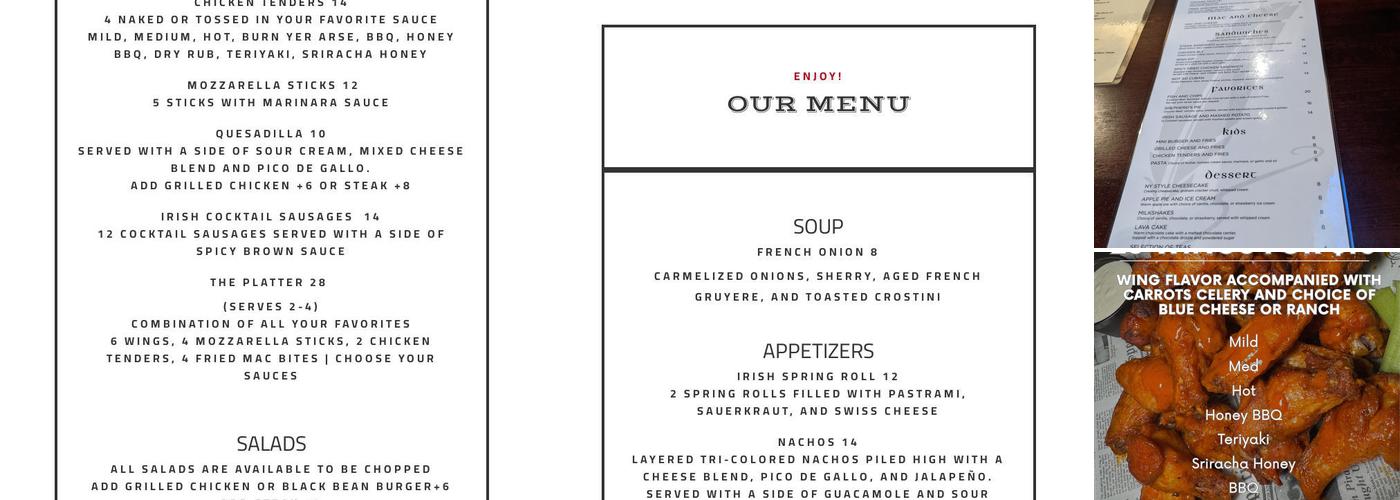 The Irish Poet Restaurant Bar Menu