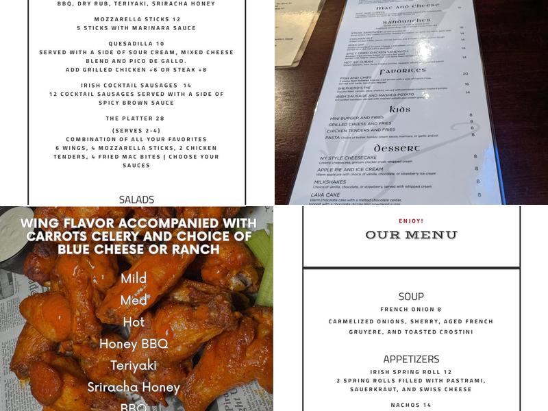 The Irish Poet Restaurant Bar Menu