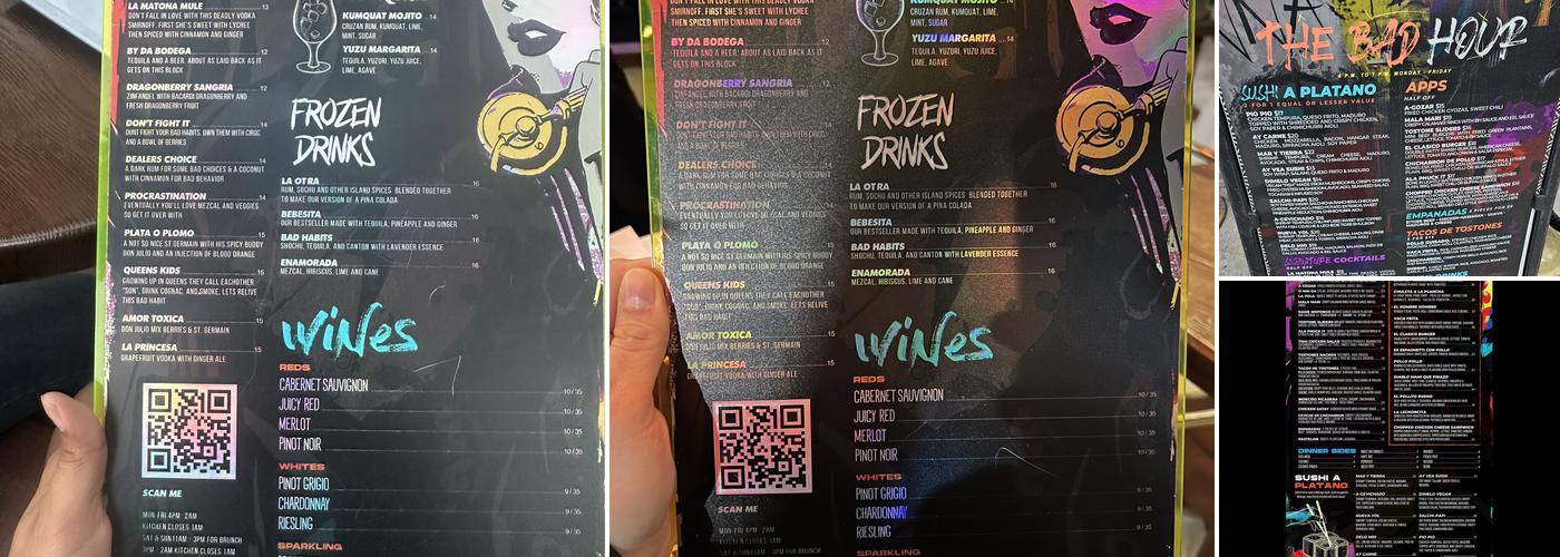 Bad Habits Menu