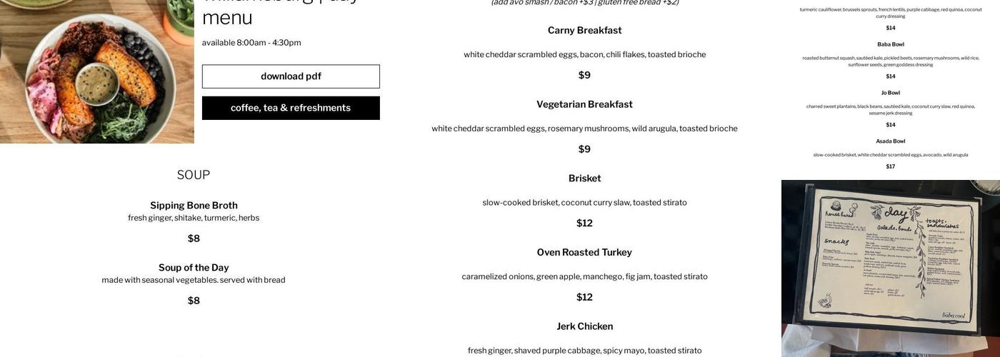 BABA on Withers Menu