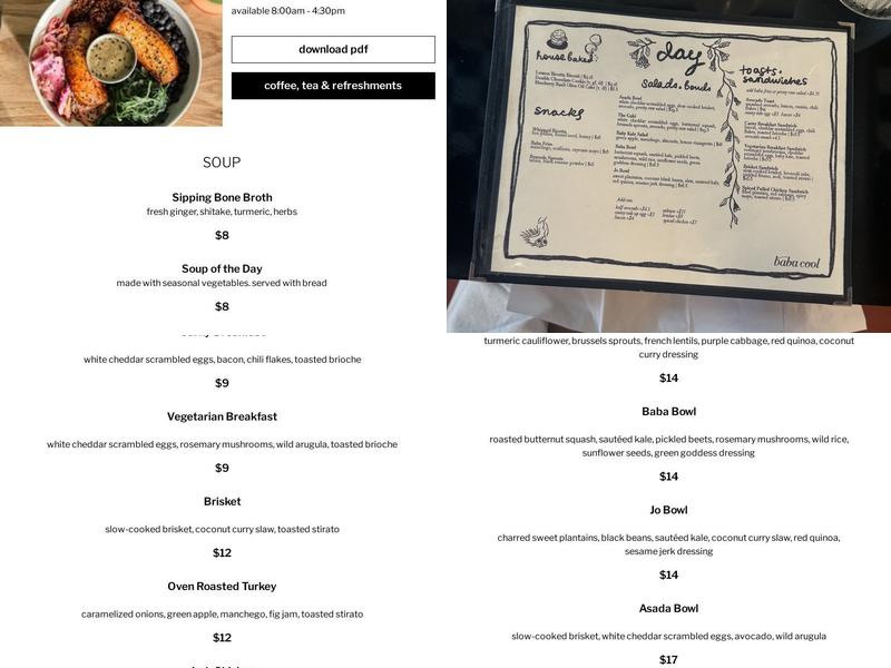 BABA on Withers Menu