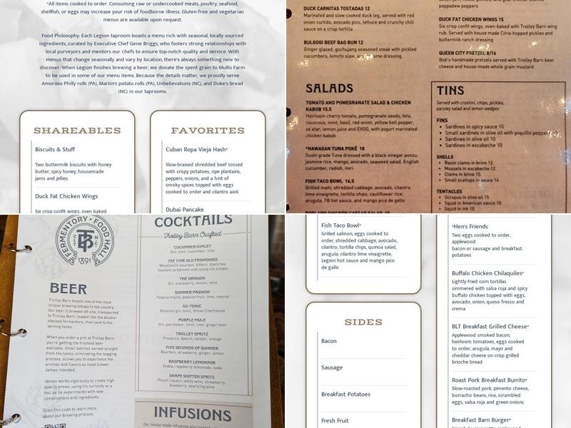Trolley Barn Fermentory & Food Hall Menu
