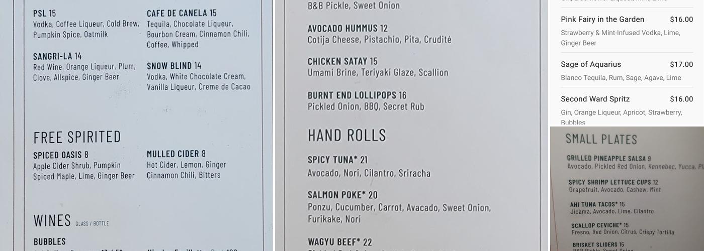 Aura Rooftop Menu