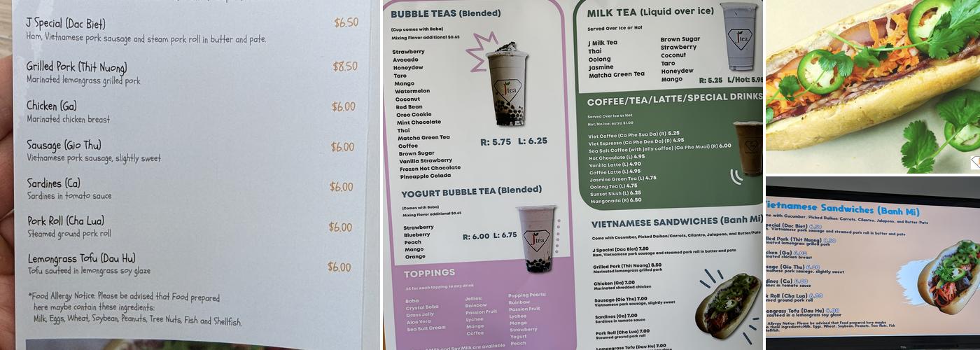 J Tea Menu