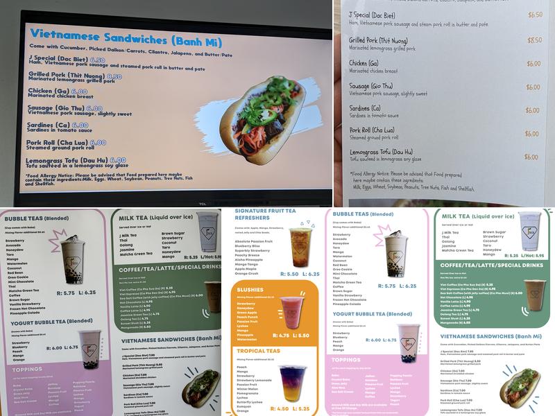 J Tea Menu