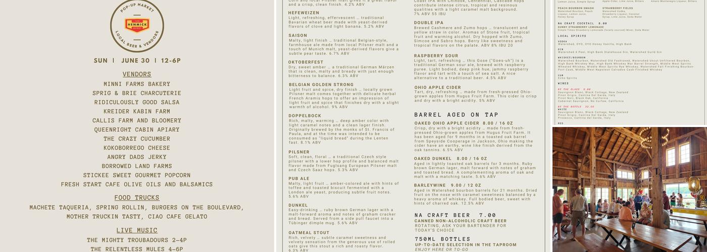 Henmick Farm & Brewery Menu