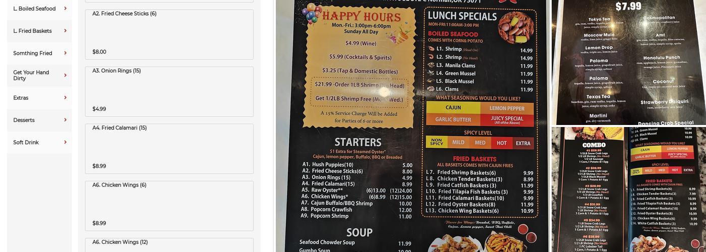 DANCING CRAB Menu