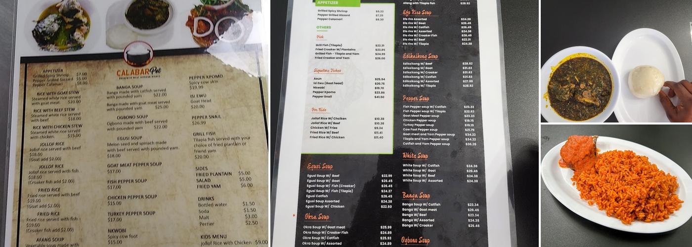 Calabar Pot Menu