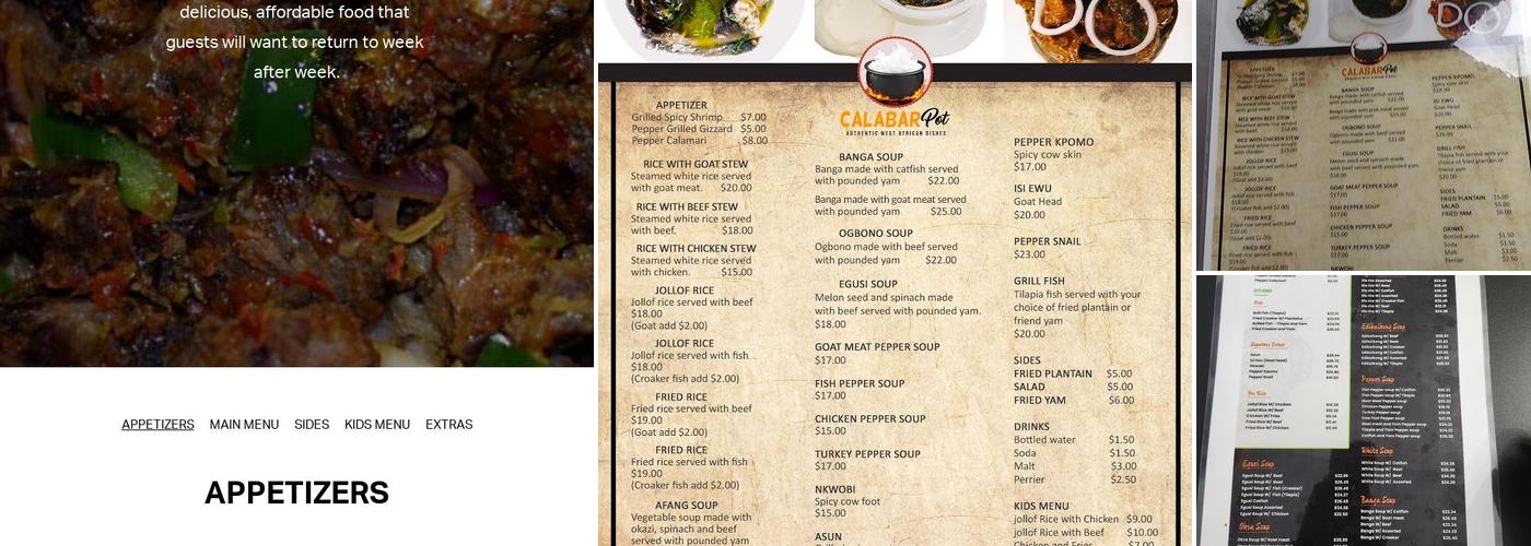 Calabar Pot Menu