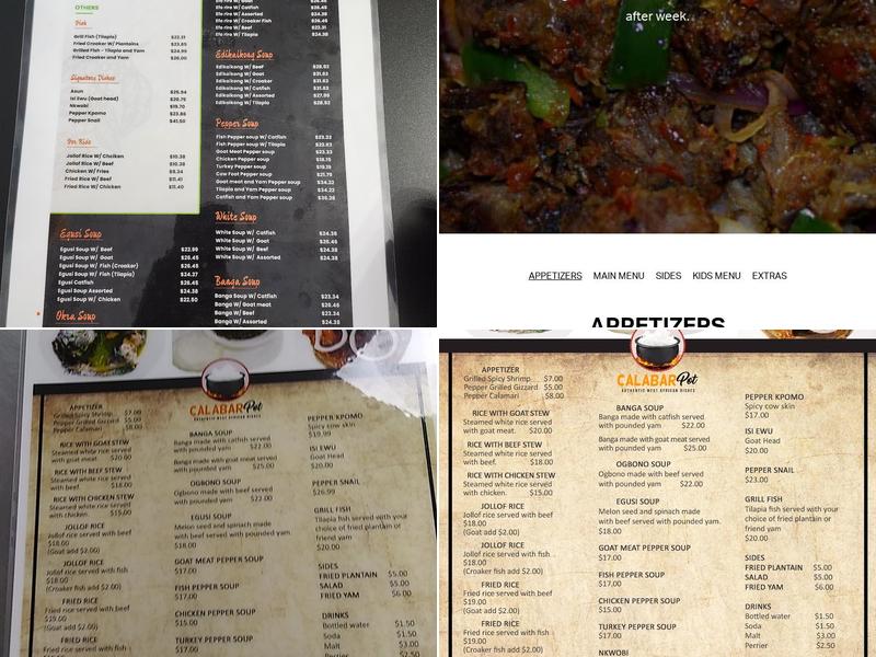 Calabar Pot Menu