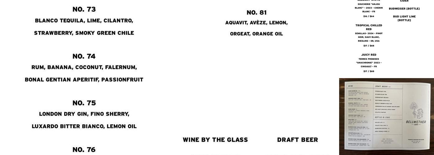 Bellwether Bar Menu