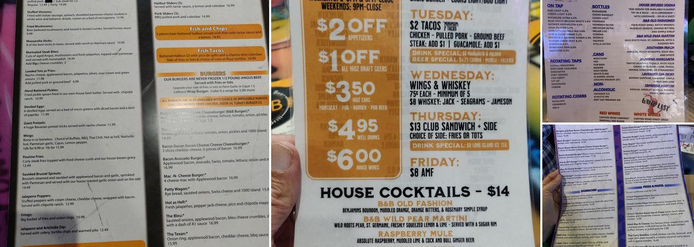 Burgers & Beer Bar and Grill Menu