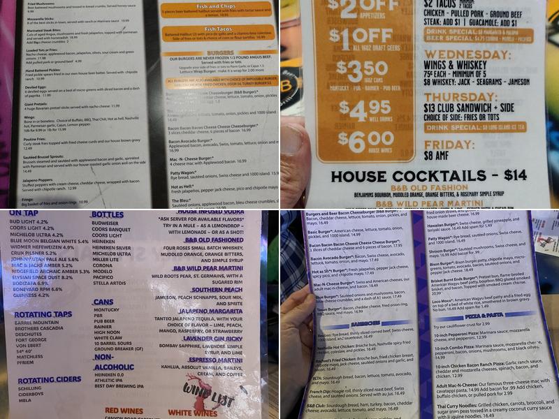 Burgers & Beer Bar and Grill Menu