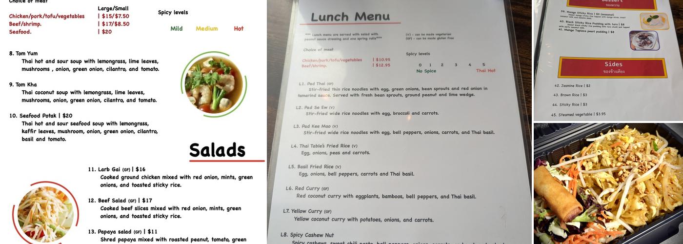 Thai Table Restaurant Menu