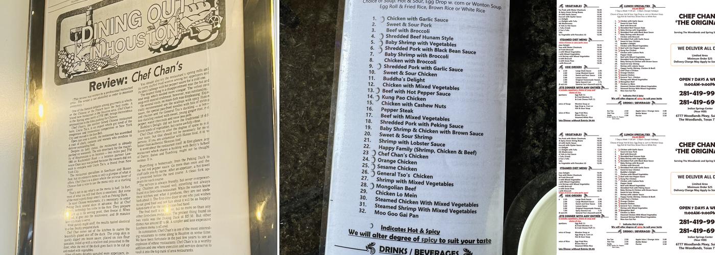 Chef Chan’s the Original Menu