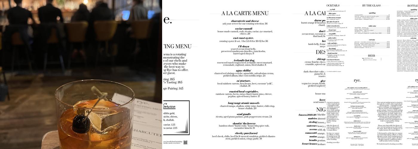 Rye Menu