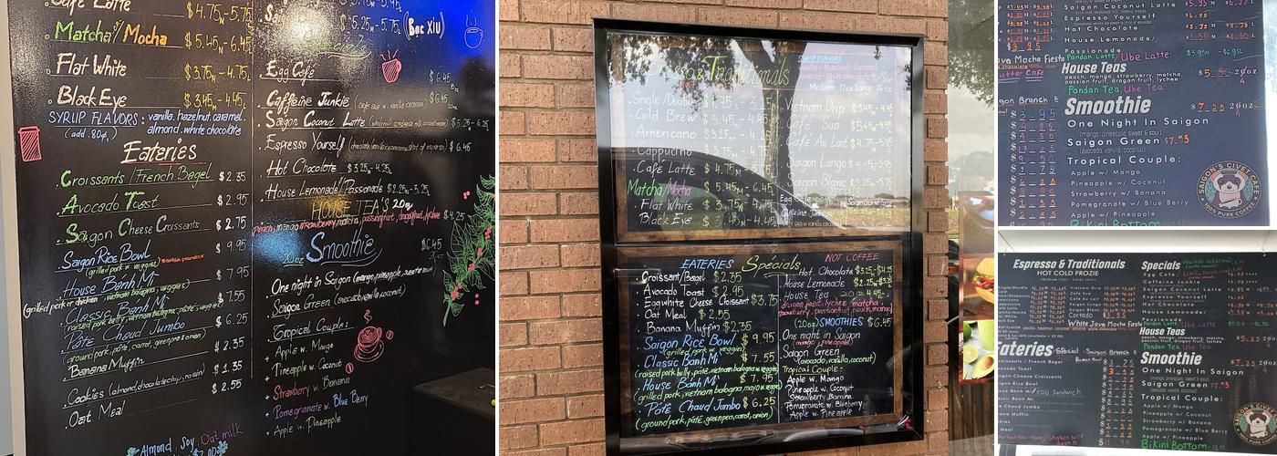 Saigon's Civet Cafe Menu