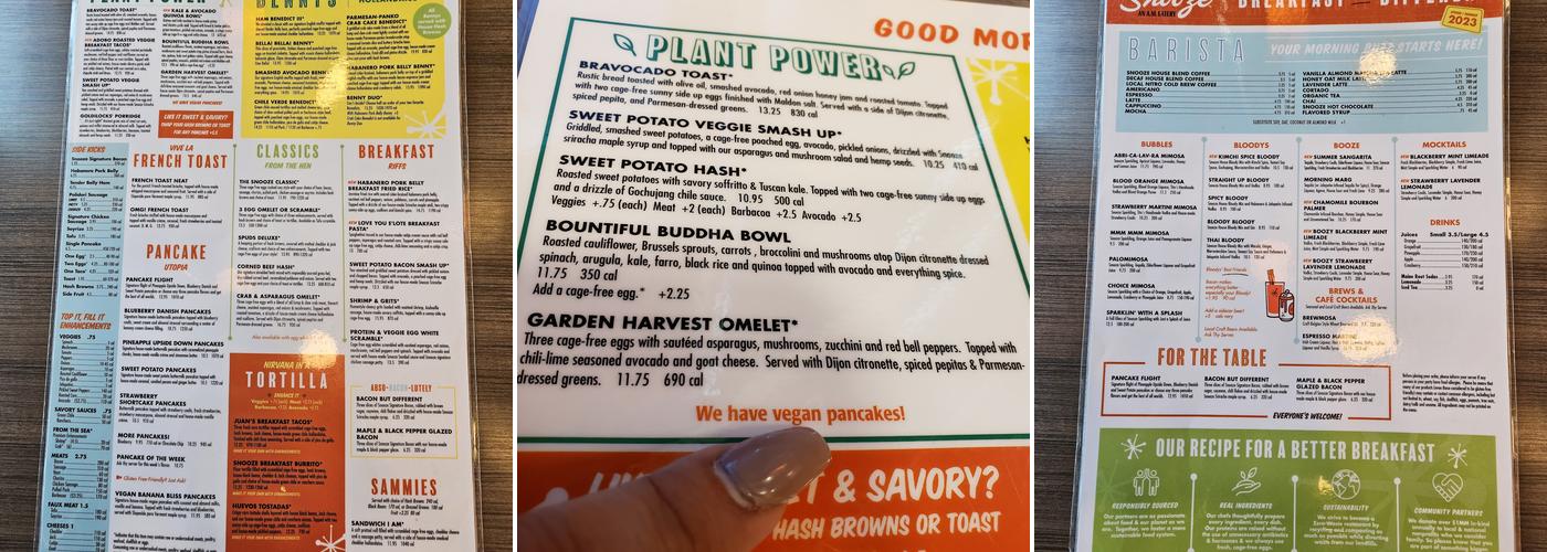 Snooze, an A.M. Eatery Menu