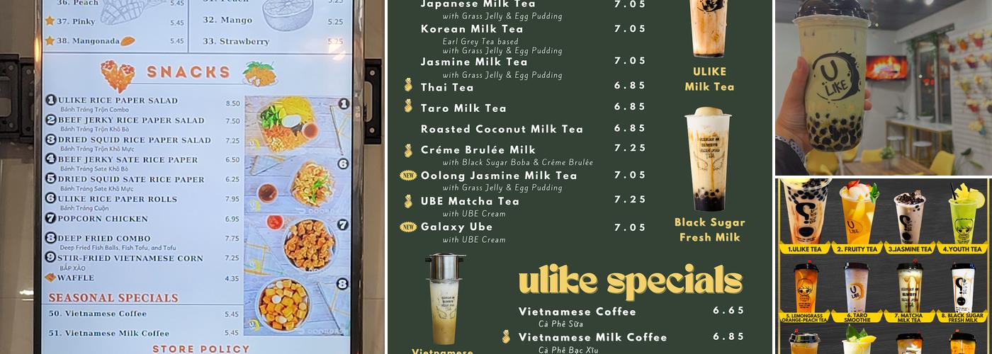 Ulike Tea Menu