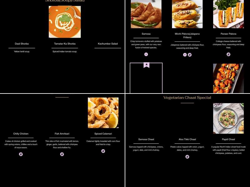 Saheb Indian Bistro Menu