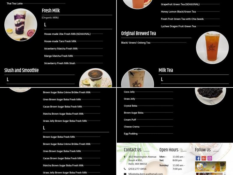 MissBoba Menu