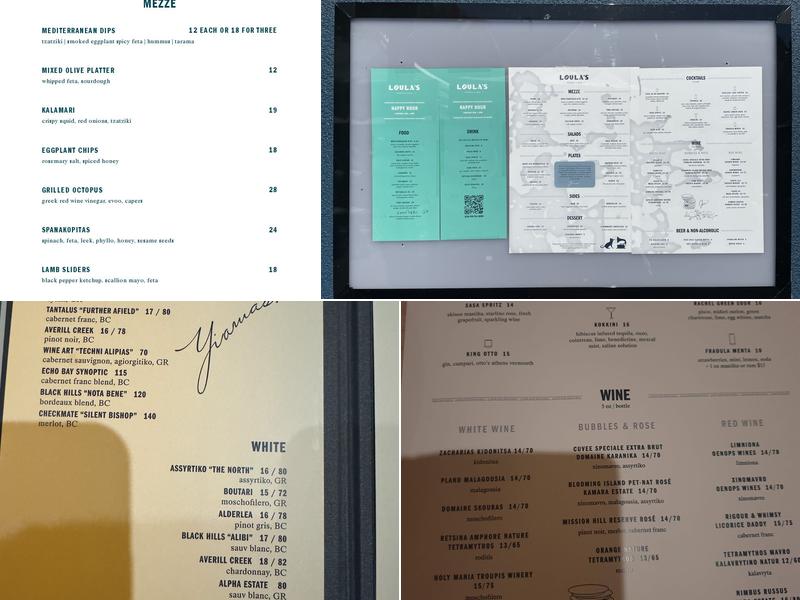 Loula's Taverna + Bar Menu