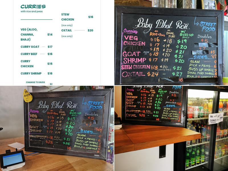 Baby Dhal Roti Shop Menu