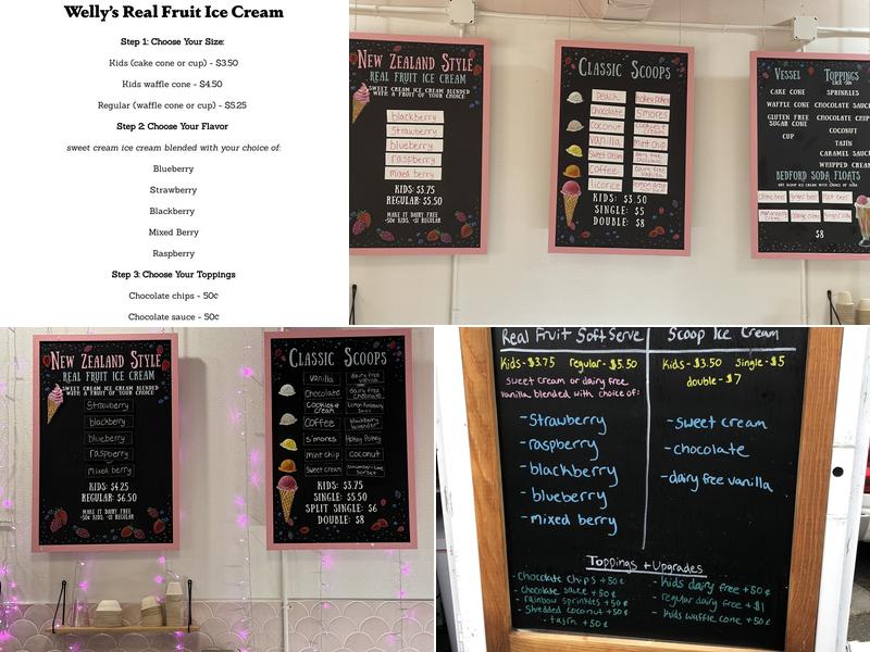Welly's Real Fruit Ice Cream Menu