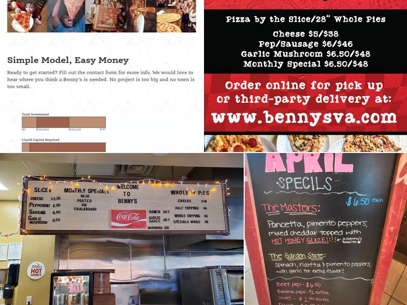 Benny Cavalloni's Menu