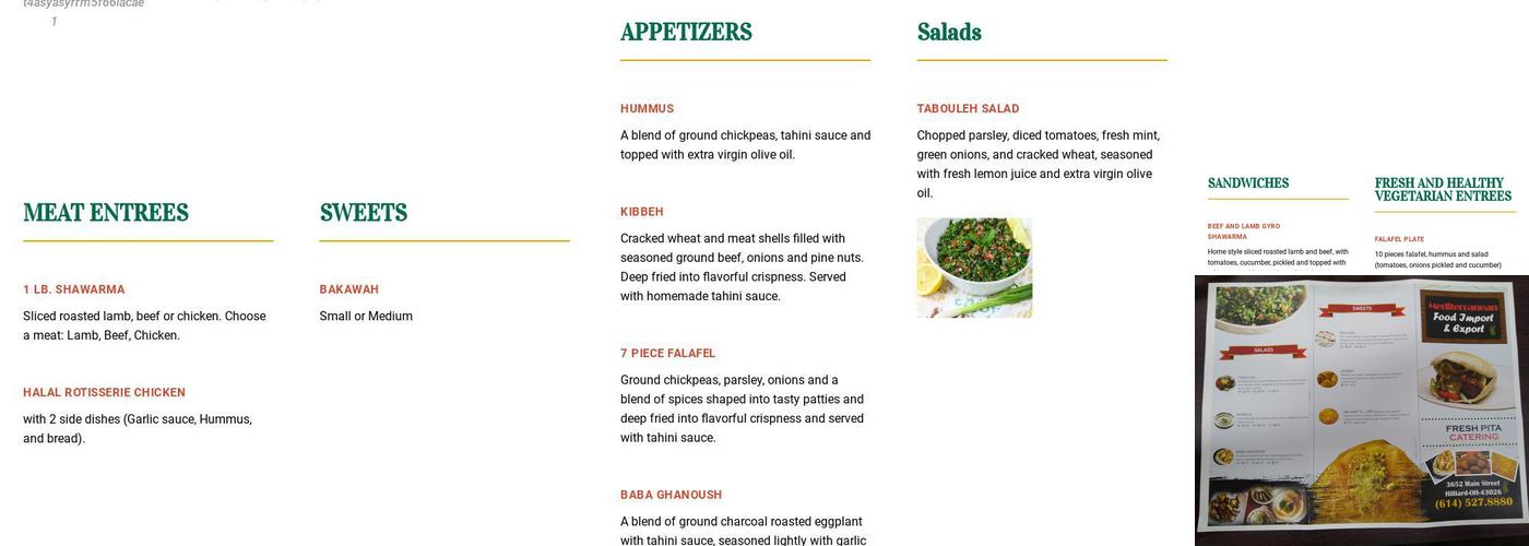 Halal-Mediterranean Food Import and Bakery #3 Menu
