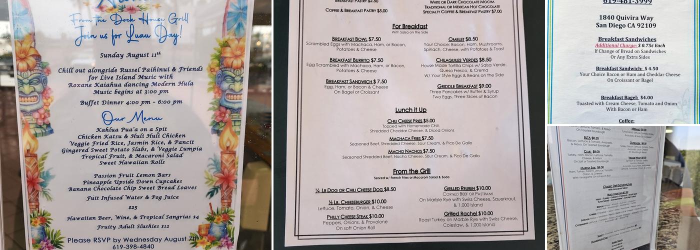 Dock House Grill Menu