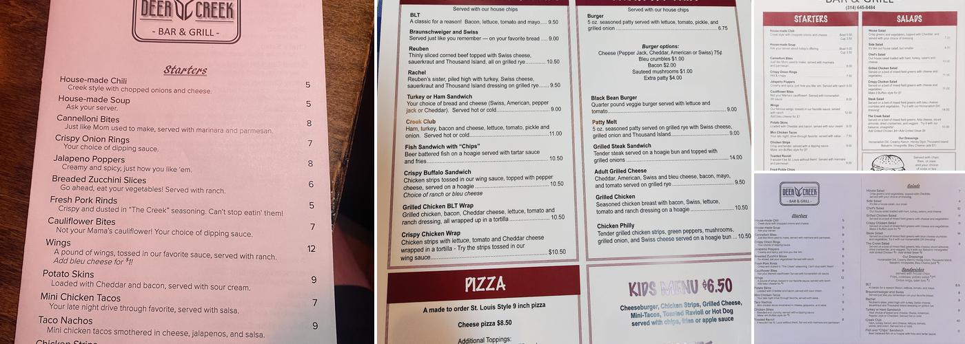 Deer Creek Bar & Grill Menu
