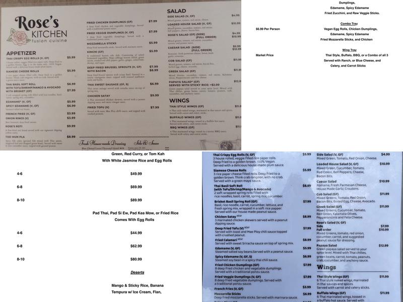 Rose's Kitchen Menu