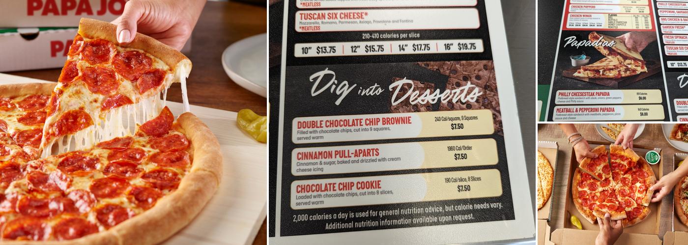 Papa Johns Pizza Menu