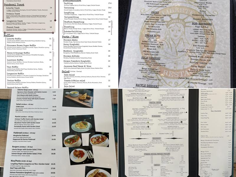 Liberte Cafe & Restaurant Menu