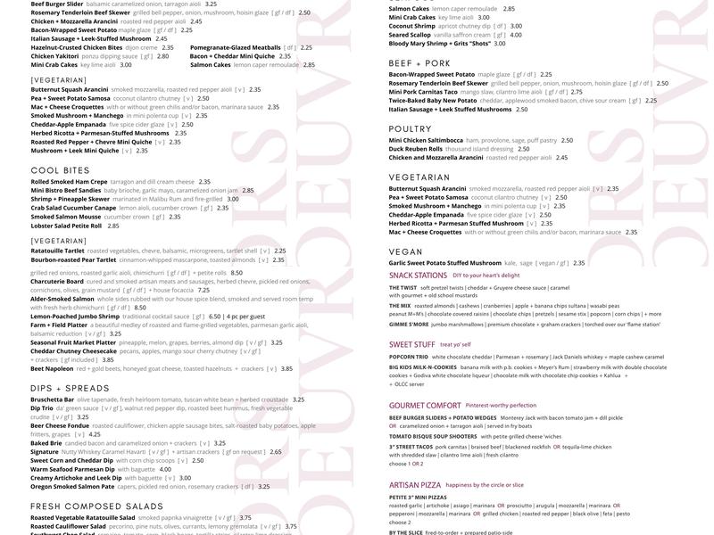 Forks and Corks Catering Menu