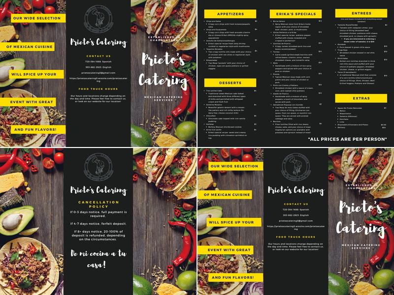Prieto's Catering Menu