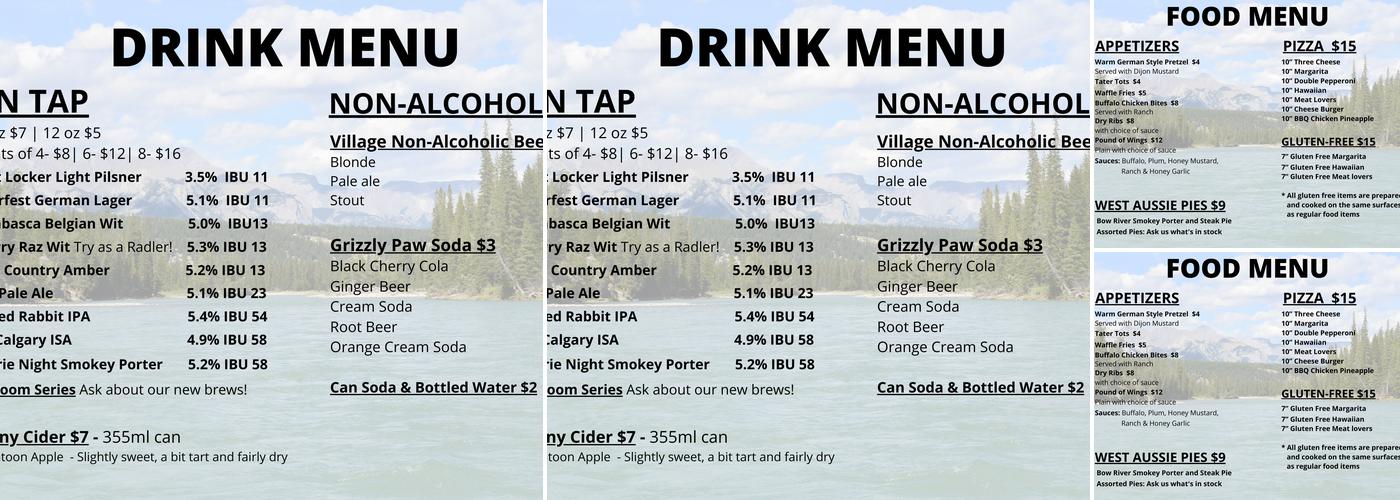 Bow River Brewing Menu