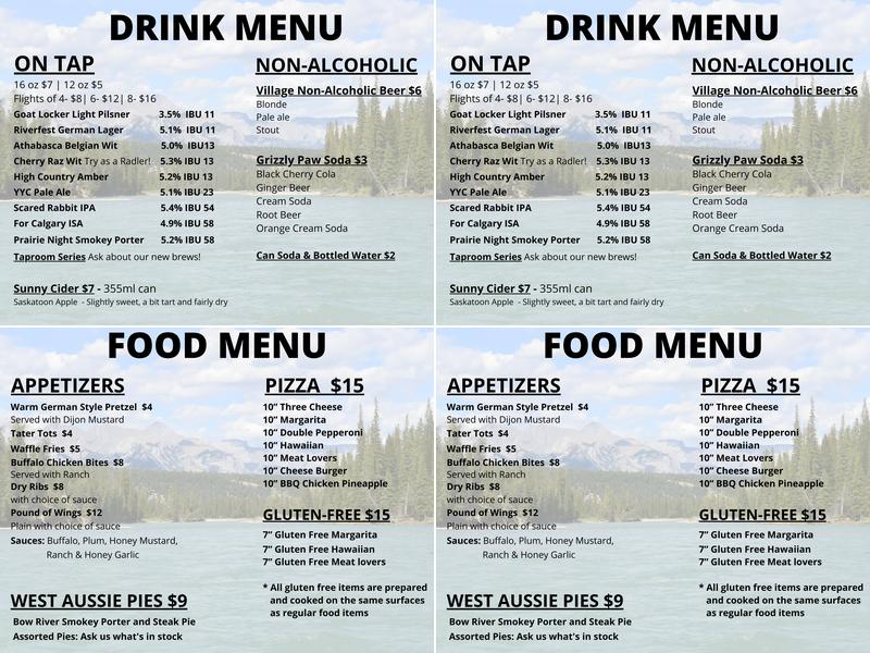 Bow River Brewing Menu