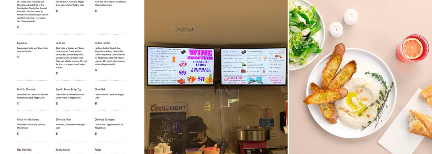 Rolley's Ice Cream Shop Menu