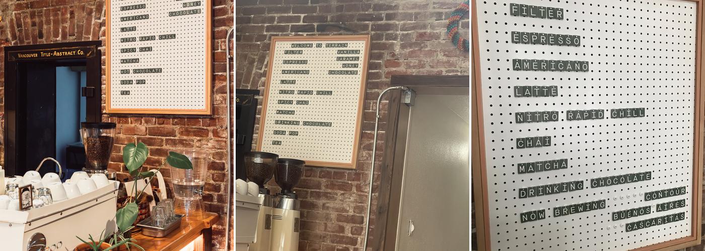 Terrain Coffee Project Menu
