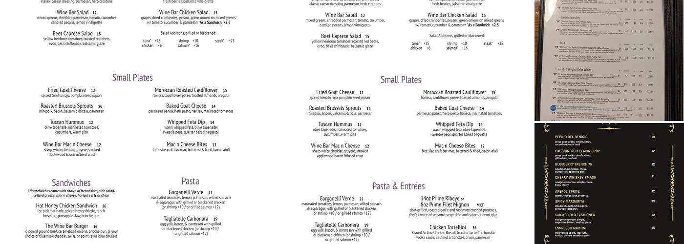 The Wine Bar & Market - Pensacola Menu