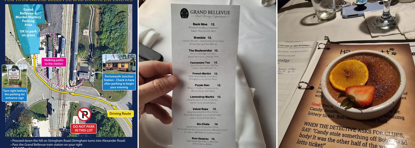 Grand Bellevue Rail Dining Experience Menu