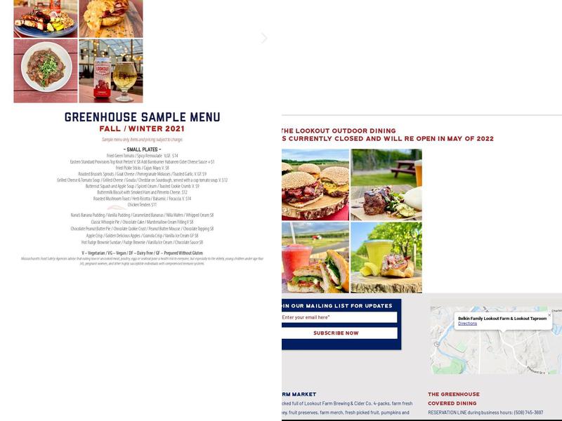 Lookout Farm Brewing & Cider Co. Taproom Menu