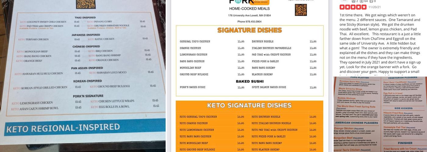 FORK!N Mill City Gluten-Free Modern Asian Menu