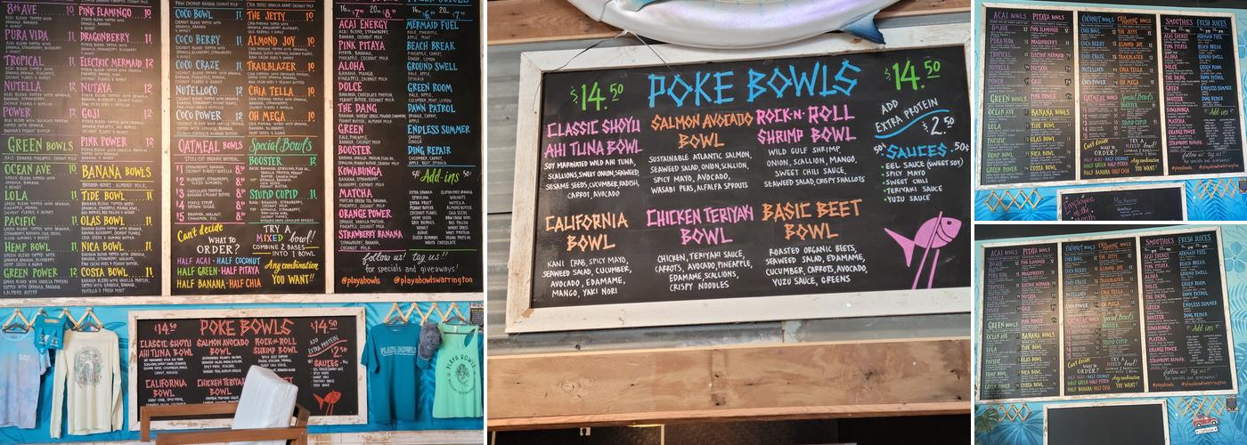Playa Bowls Menu